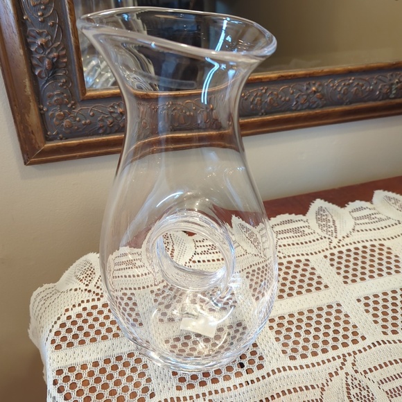 (NEW) Handmade in Poland Clear Glass Donut Hole Wine Pitcher Decanter - Picture 2 of 9